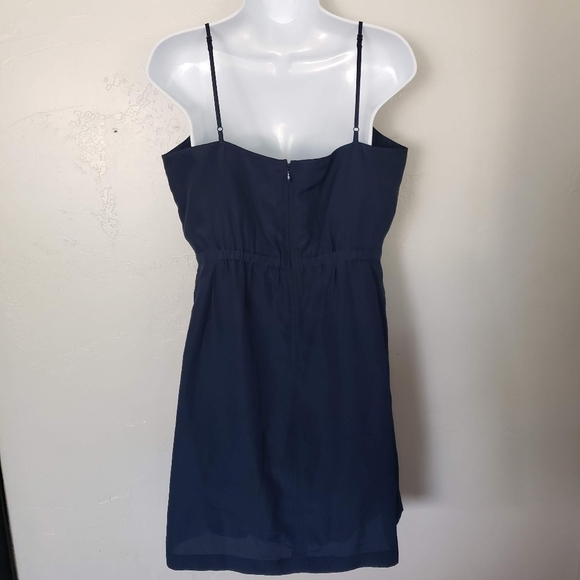 J.Crew Women's 10 Navy Blue Sleeveless Dress Spaghetti Strap V-neck Knee Length - Picture 6 of 10